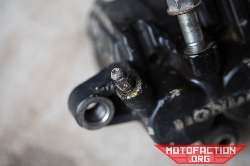 Here's how to remove stuck and seized brake caliper pistons using a grease gun instead of compressed air, as shown on MotoFaction.org.