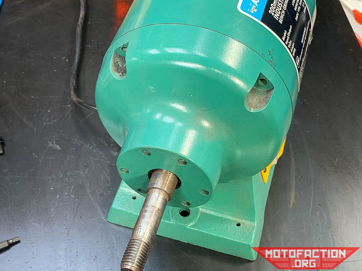 Here are some photos showing how to replace the bench grinder bearings on an Abbott and Ashby 200mm double ended grinder.