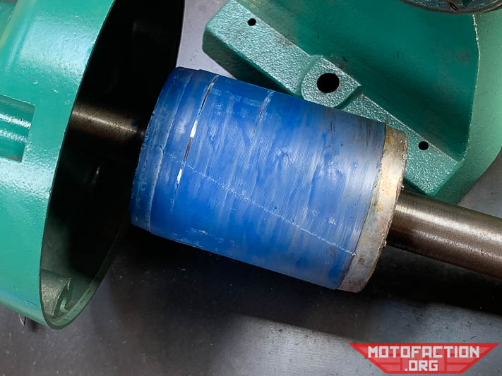 Here are some photos showing how to replace the bench grinder bearings on an Abbott and Ashby 200mm double ended grinder.