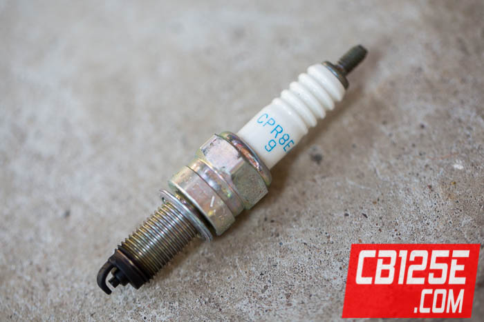 Here's a photo of the spark plug used in a Honda CB125E or GLH125SH motorcycle!
