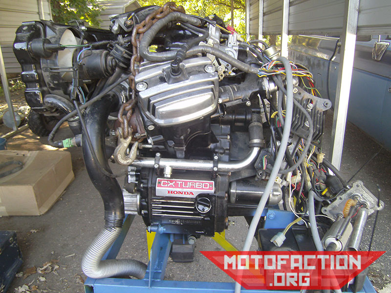 Here are some photos of the engine from a Honda CX500 Turbo or CX650 Turbo motorcycle.