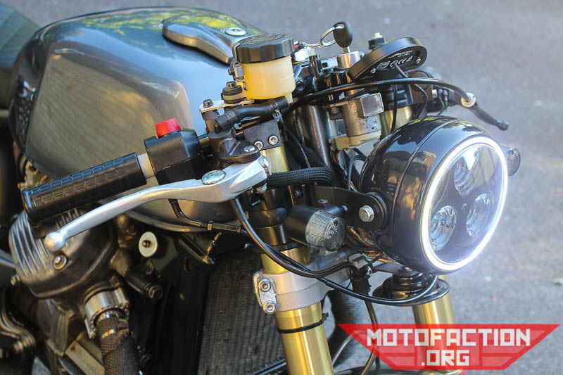 Here are some photos of the Honda CX500 cafe racer build titled Brooks Brat, as featured on MotoFaction.org.