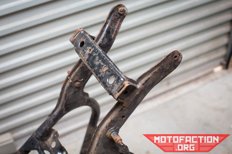 Here are some photos of the single spine frame used on most of the Honda CX500 range of motorcycles, as featured on MotoFaction.org.