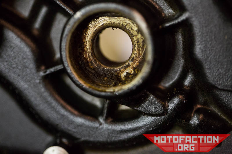 Here's how to remove the mechanical water pump seal from a Honda CX500, GL500, CX650 or GL650 motorcycle as shown on MotoFaction.org.