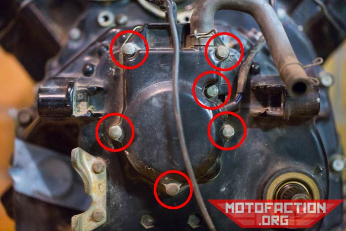 Here's how to remove the advance pulser cover from a transistorised ignition Honda CX500, GL500, CX650 or GL650 motorcycle as shown on MotoFaction.org.