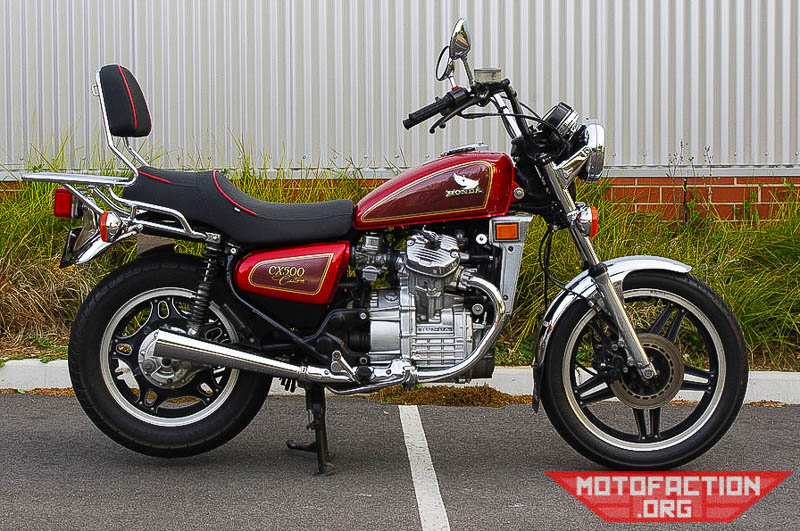 Here is a pristine example of a 1982 CX500 Custom motorcycle, this one being the Australian version of the twisted twin's cruiser-like variant.