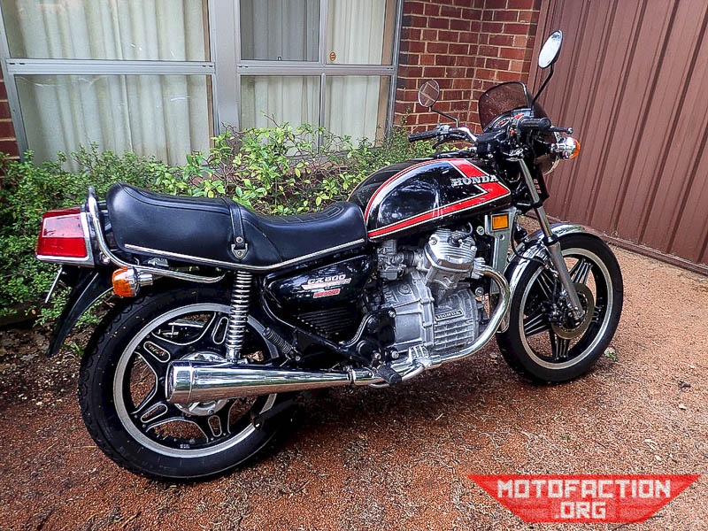 Here is a pristine example of a 1982 CX500 Shadow motorcycle, an Australian variant of the twisted twin.