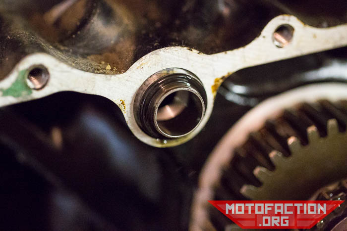 Locating and assessing the dowels and O-rings under the front cover of a Honda CX500, GL500, CX650, GL650 etc. engine