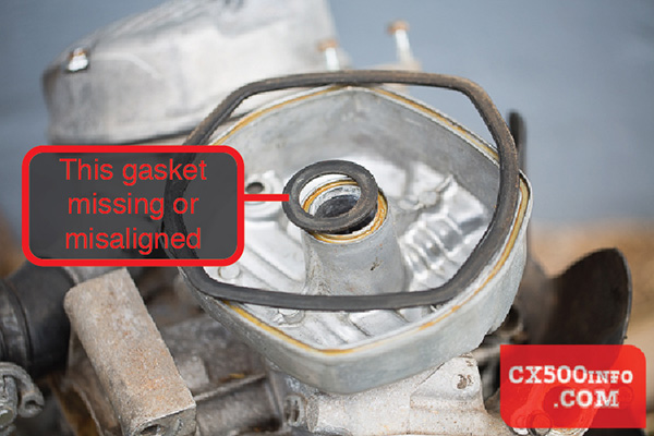 Here's what to do when there is oil leaking out the hole in the side of the head of your Honda CX500, GL500, CX650, GL650