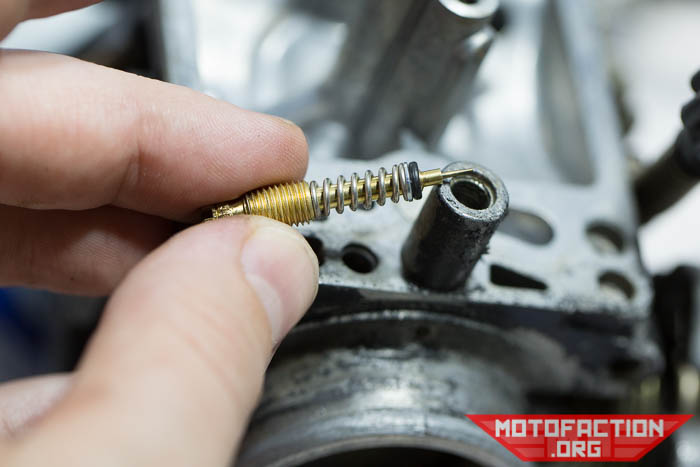 Here's how to install the jets and pilot screw on the Keihin carburetors from a Honda CX500, GL500, CX650 or GL650 motorcycle.
