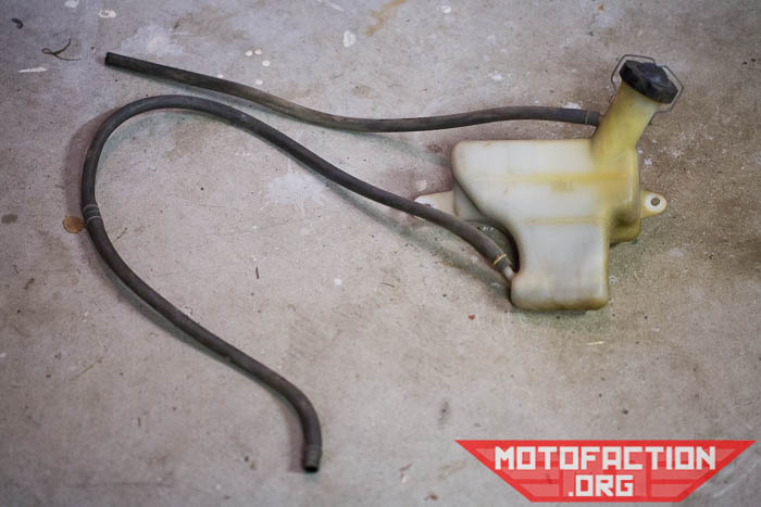 How to remove the coolant overflow or reserve tank/bottle from a Honda CX500E, GL500, GL650, CX650E Eurosport or the Turbo models