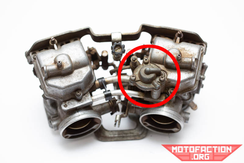 Here is where the accelerator pump is on a Honda CX500, GL500, CX650 or GL650 Keihin carburetor set and how to remove it.