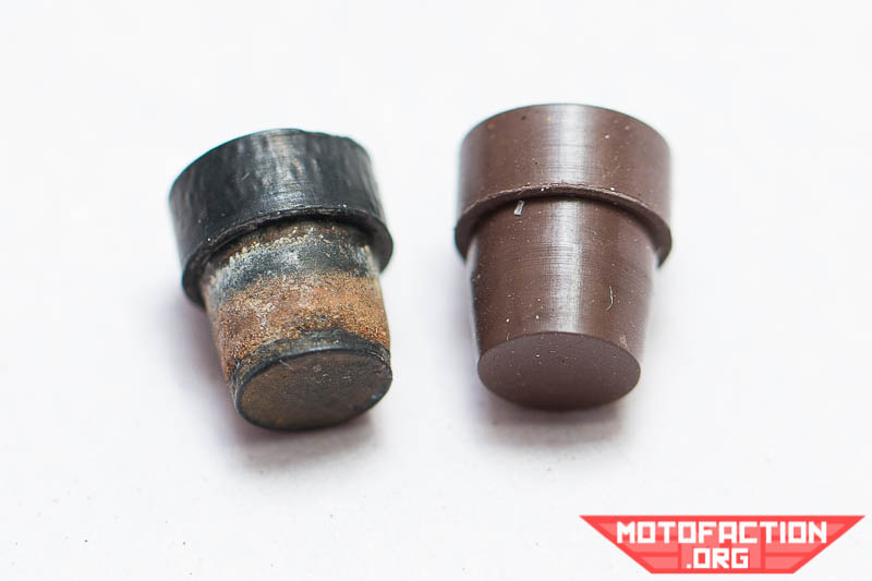 Here's some information about the idle passage jet rubber plug sizing and how to re-fit one for a Honda CX500, GL500, CX650 or GL650's Keihin carburetor or carbs