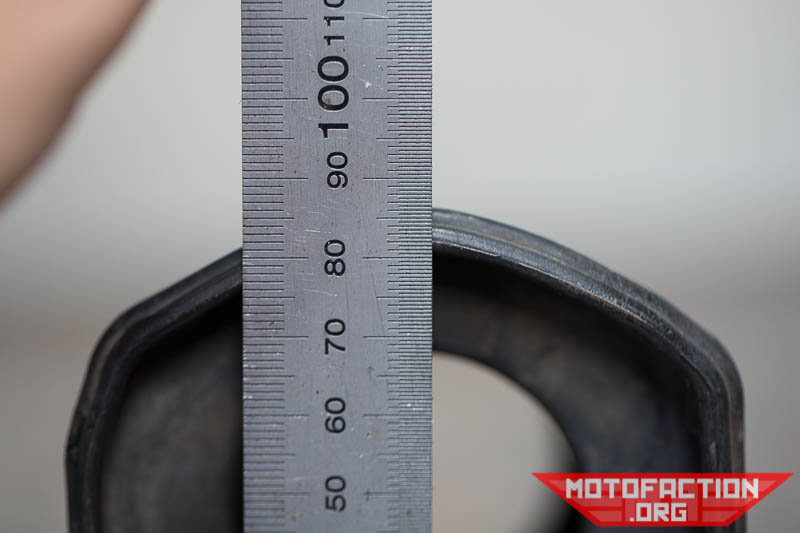 Here are some photos showing the dimensions of the Honda CX500 or GL500 Wing swingarm drive shaft boot, in case you need to source a replacement or are looking for an alternative.