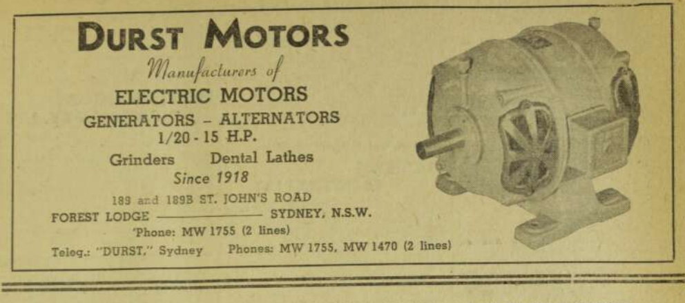 Here is an ad for Durst motors, an Australian brand