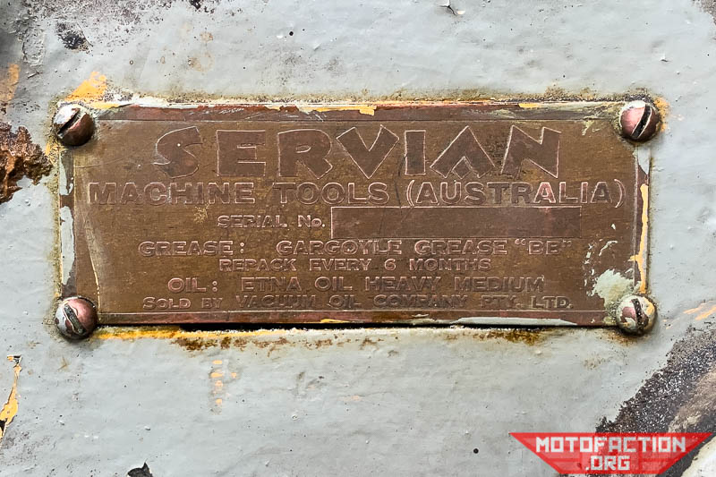 Here is the badge on the side of a Servian Machine Tools Australia drill press.