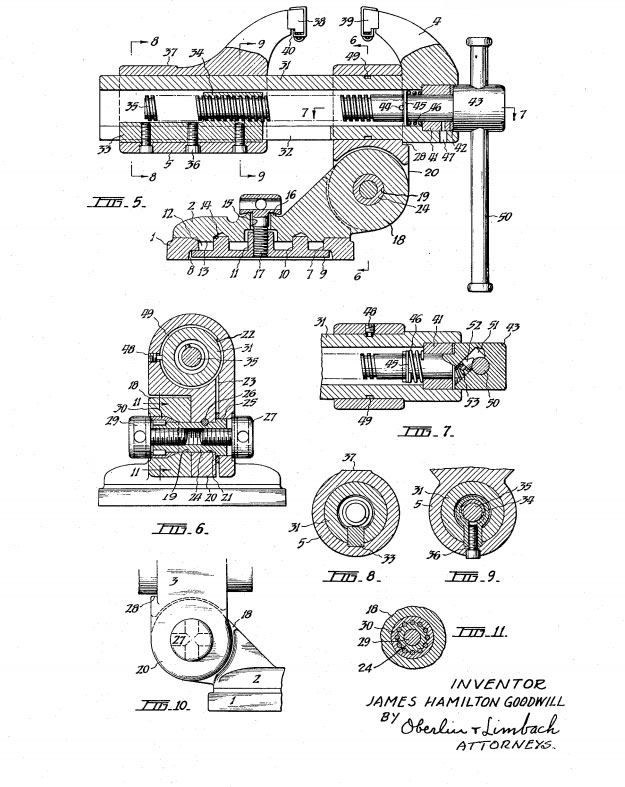 Here is the imagery from the US patent office of the Waldown Goodwill bench vice, which was made under license in Australia.