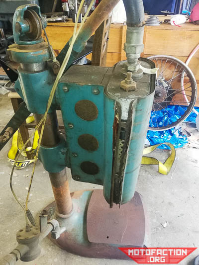 Here is an old Waldown twin spindle impact tool, bench mounted.